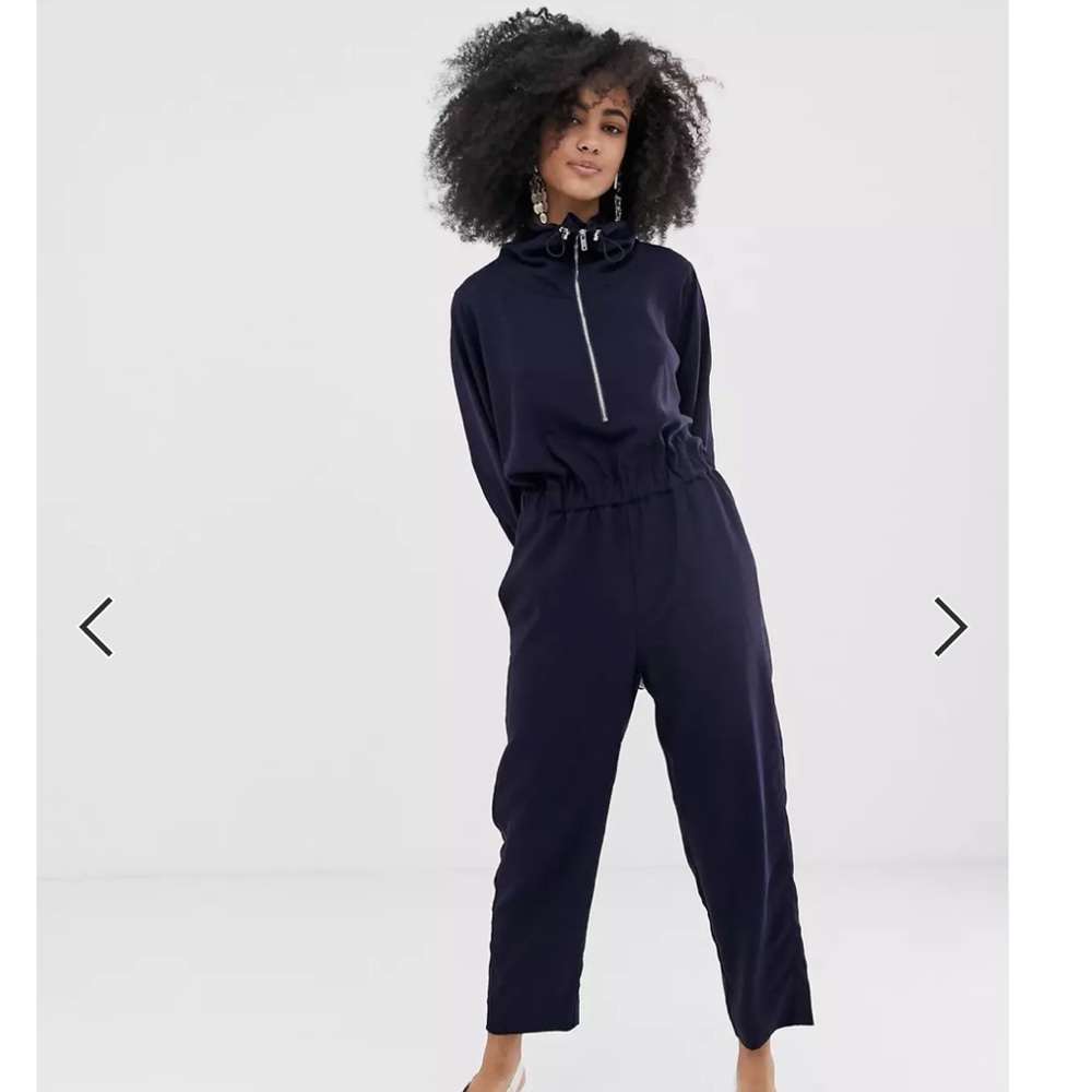 ASOS WHITE funnel neck shell suit jumpsuit